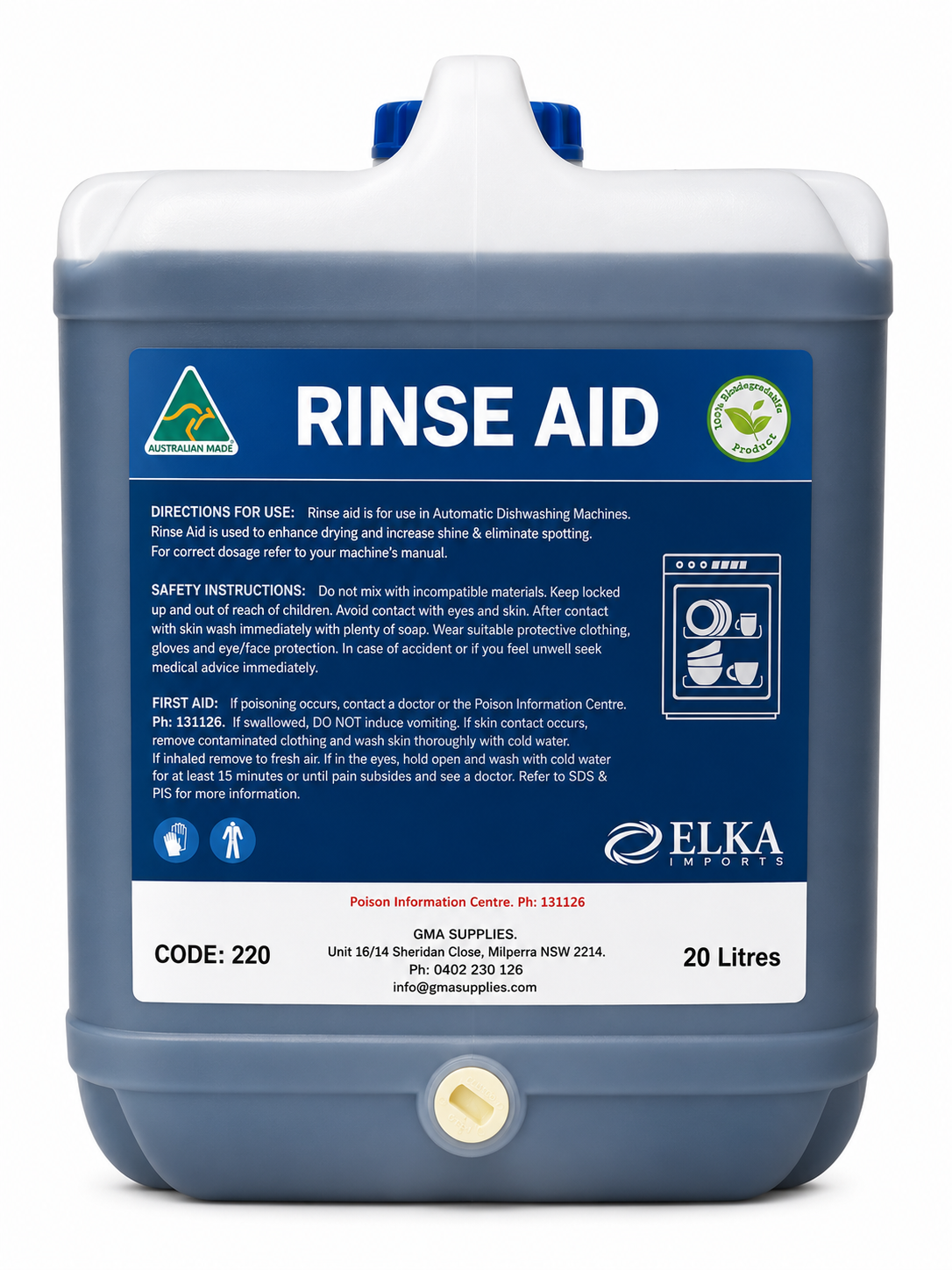 Commercial Dishwasher Rinse Aid 5L / 20L