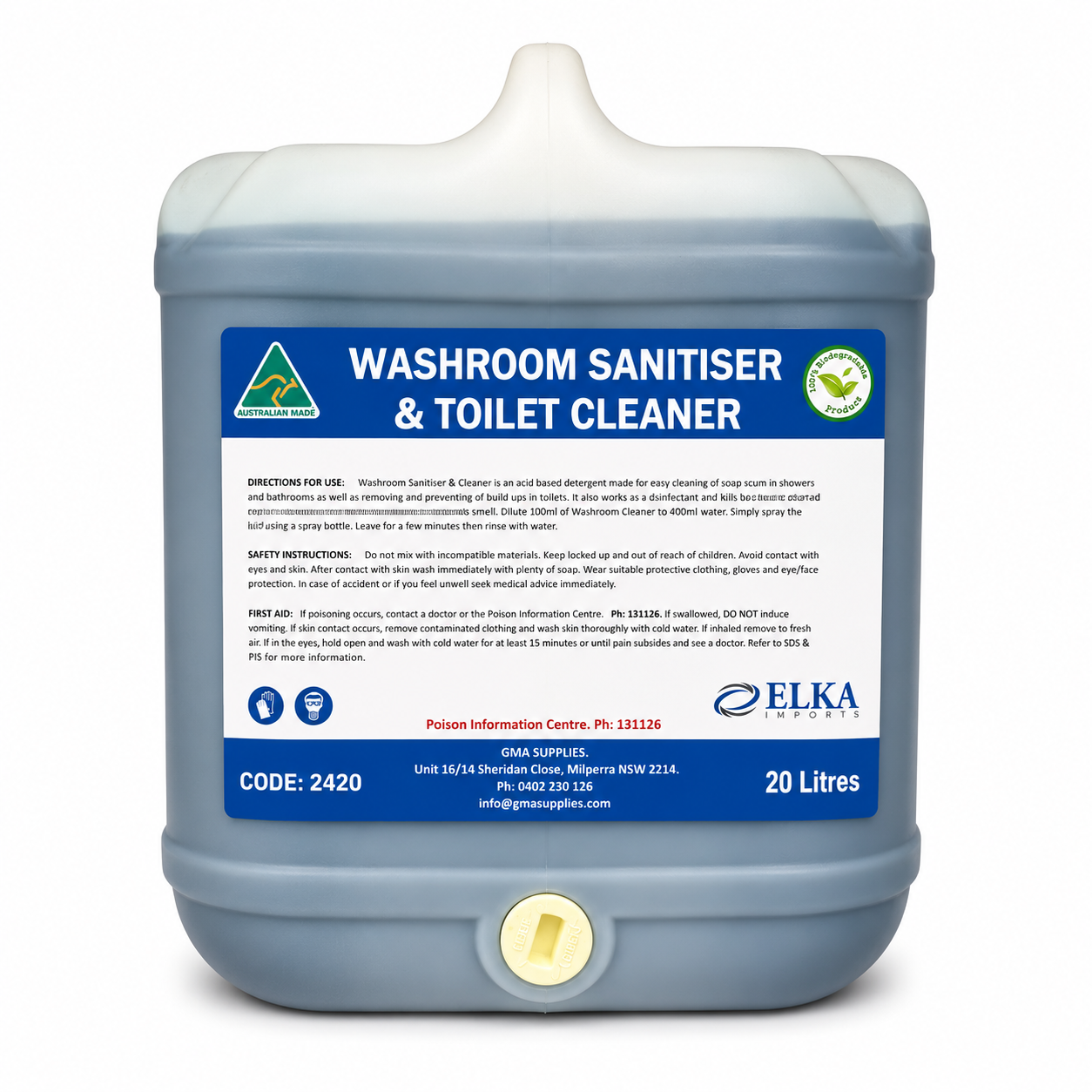 Washroom Toilet Bowl Cleaner & Sanitiser 5L / 20L