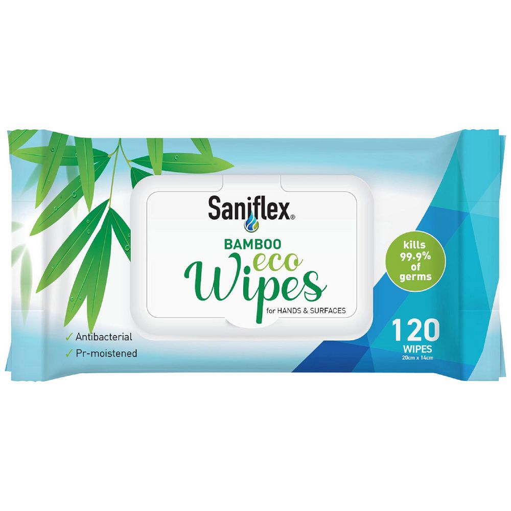 Bamboo Eco Wipes for Hands & Surfaces 120 Pack