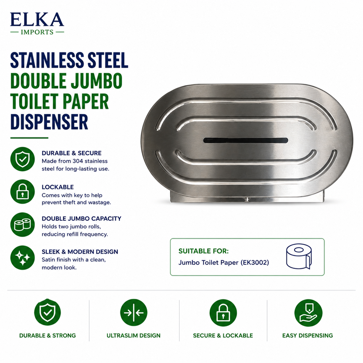 Elka Double Jumbo Stainless Steel Dispenser