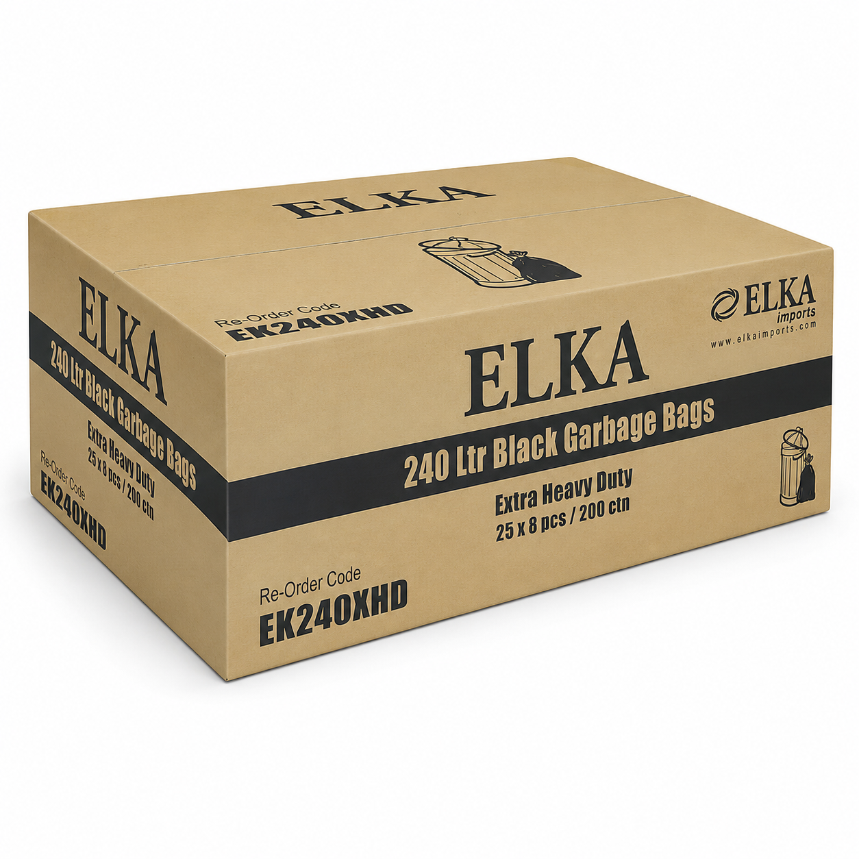 Elka 240L Extra Heavy Duty Garbage Bags Carton of 100 (Roll)