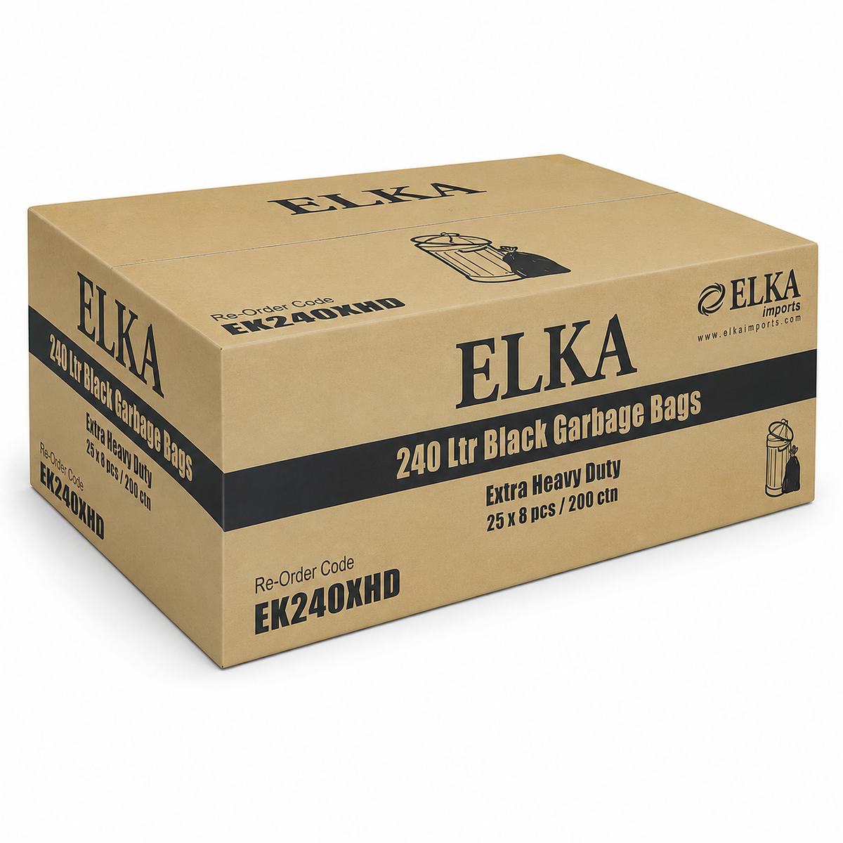 Elka 240L Extra Heavy Duty Garbage Bags Carton of 100 (Roll)