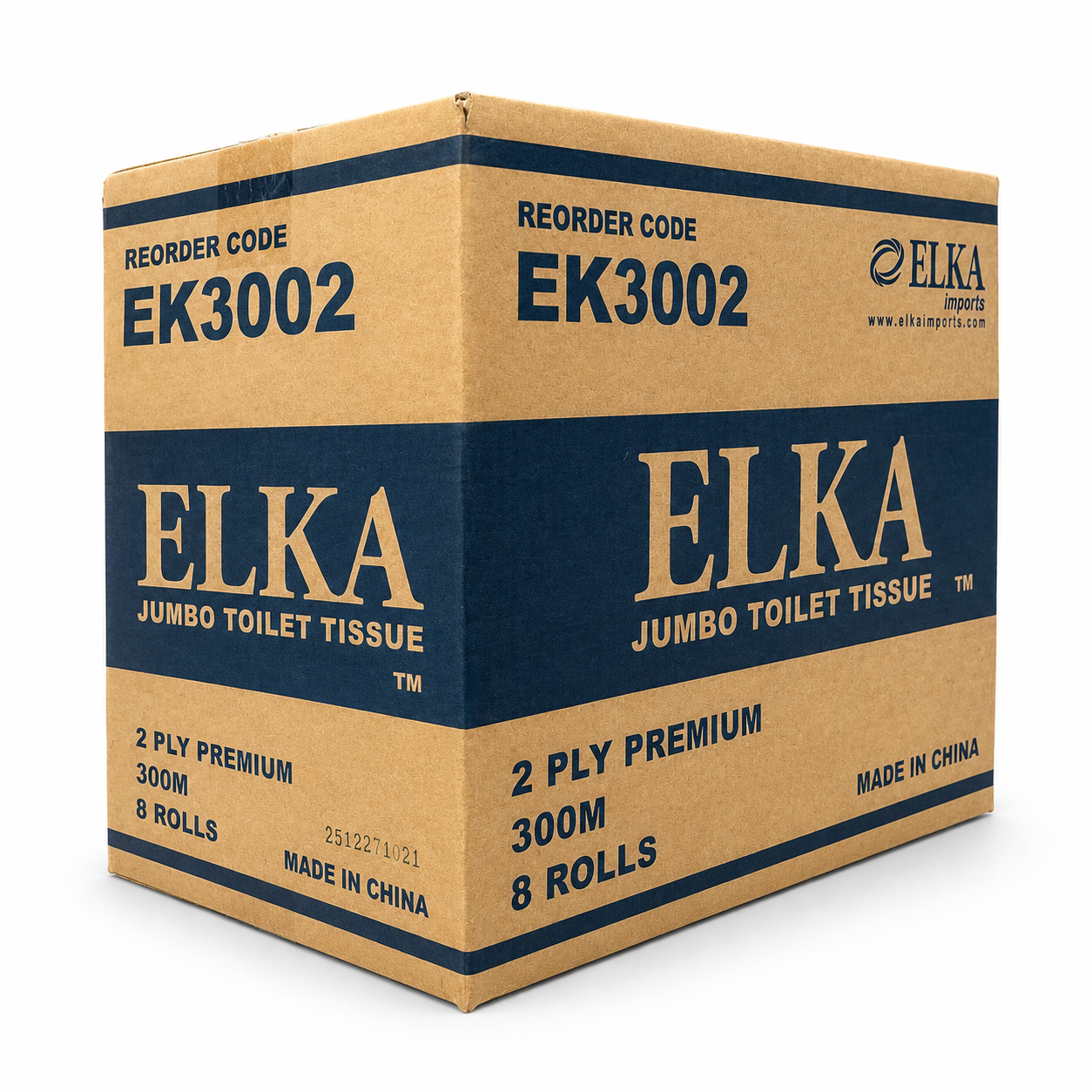 Elka 2 Ply Jumbo Rolls 300m Carton of 8