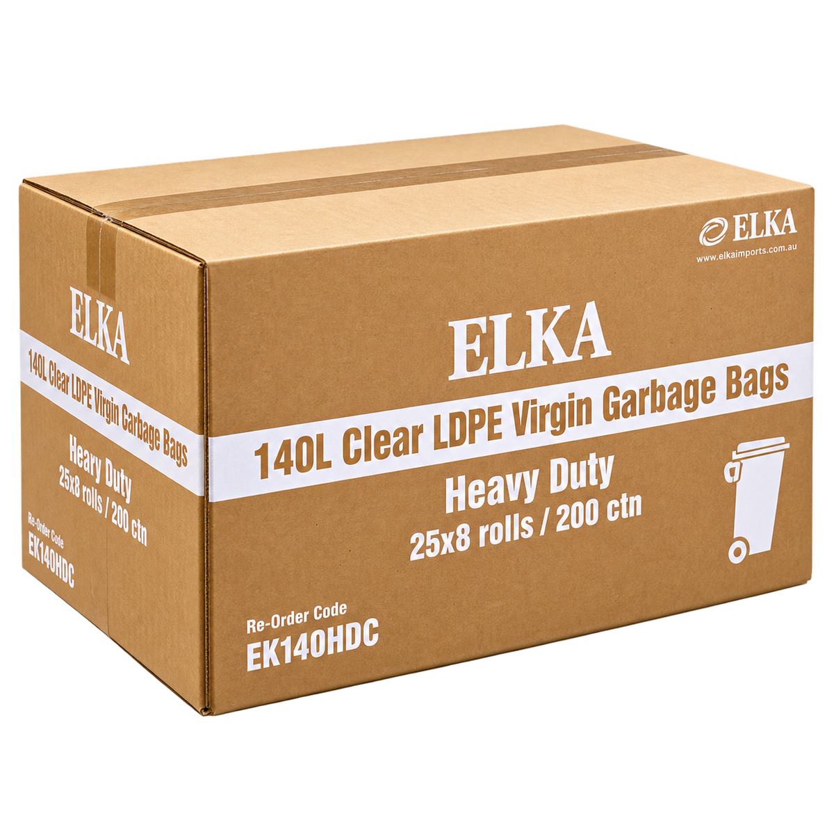 Elka 140L Heavy Duty Clear Garbage Bags Carton of 200 (Rolls)