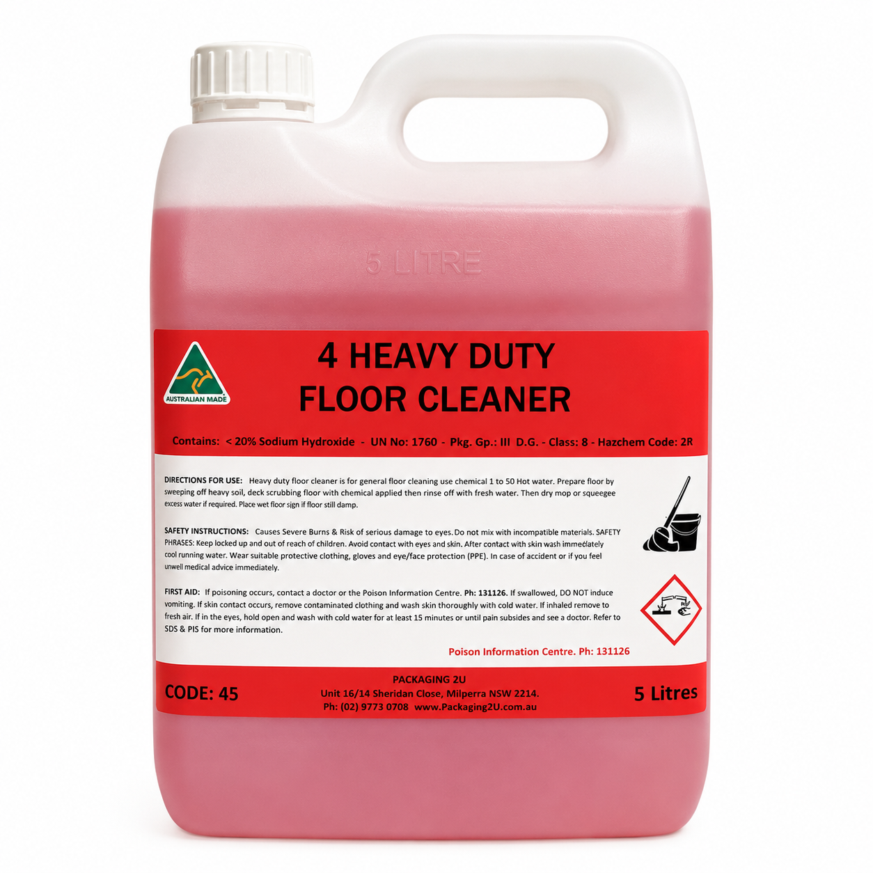 (4) Heavy Duty FLOOR Degreaser 5L
