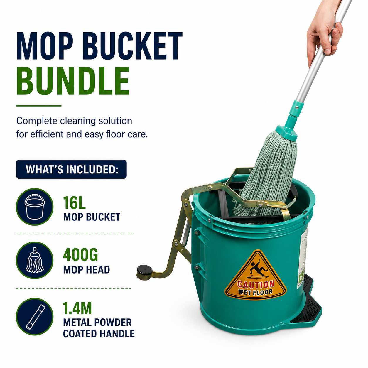 Green Mop + Handle + Bucket - Mop Bundle