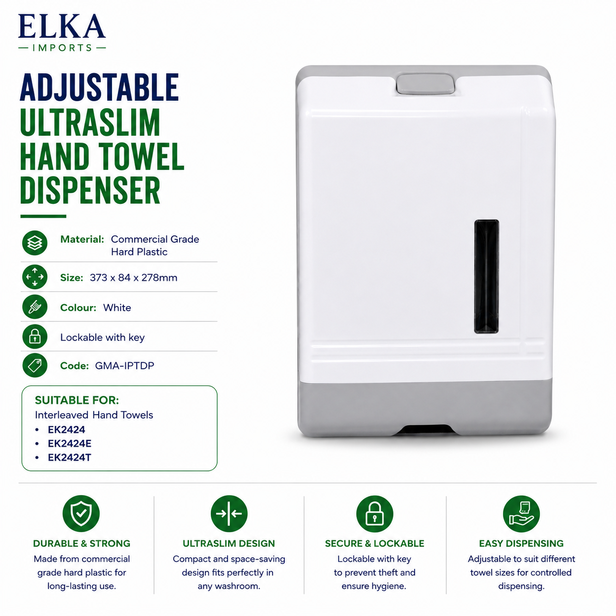 Adjustable Ultraslim Hand Towel Dispenser