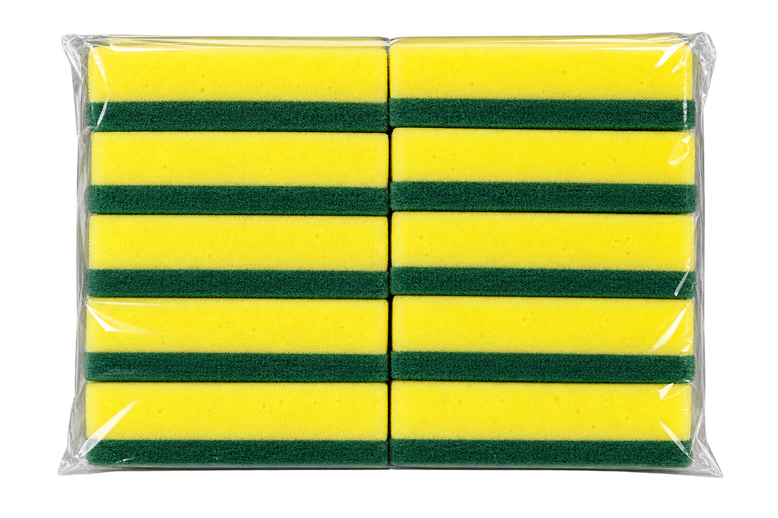 Green & Yellow Sponge Scourer - Pack of 10