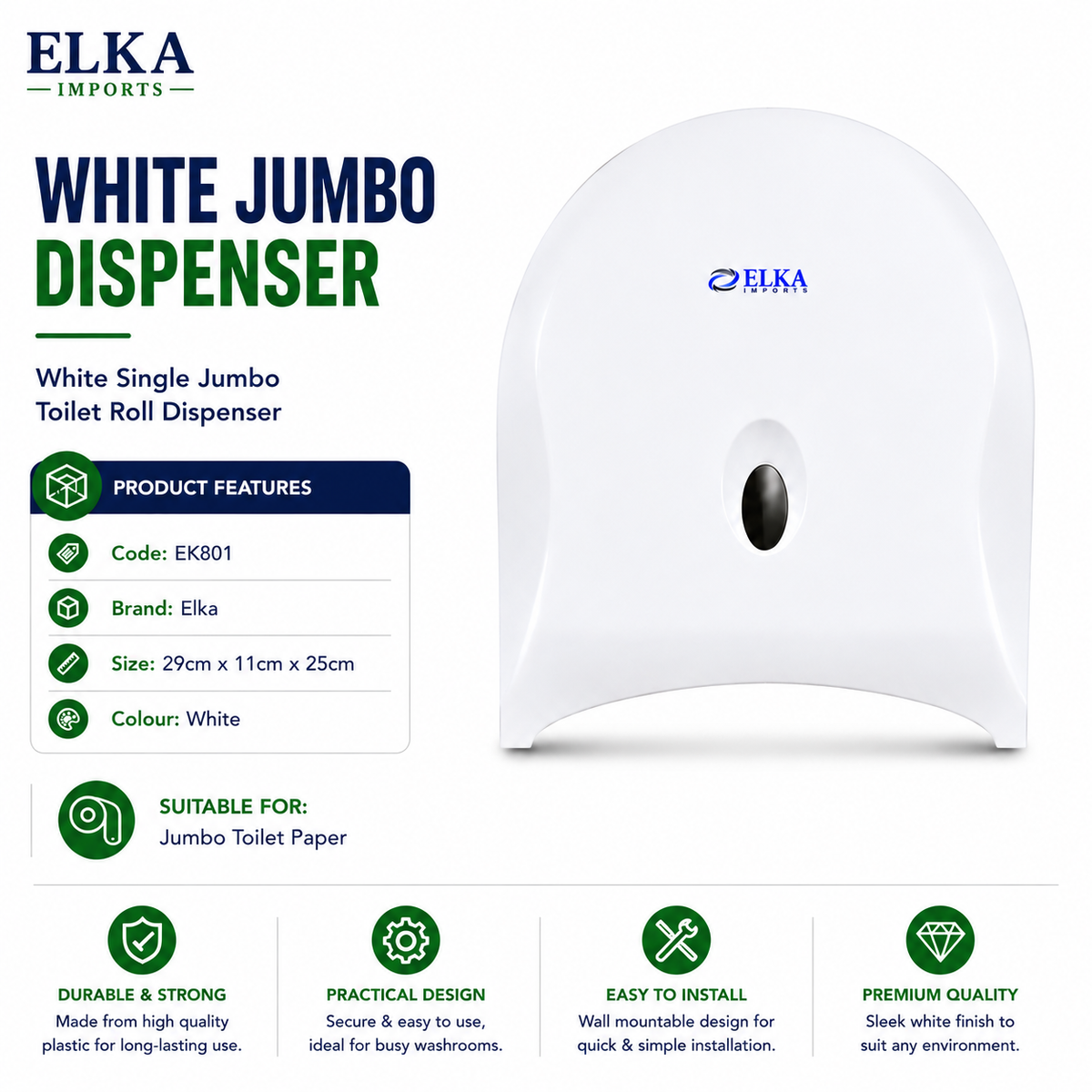 Elka White Jumbo Dispenser