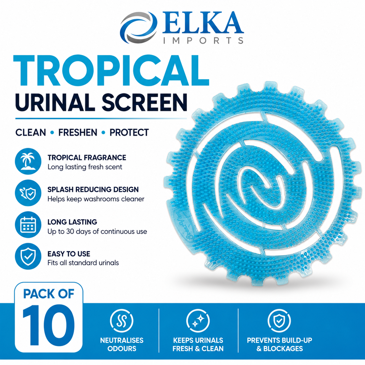 Tropicana Blue Fragrance Urinal Screens Pack of 10