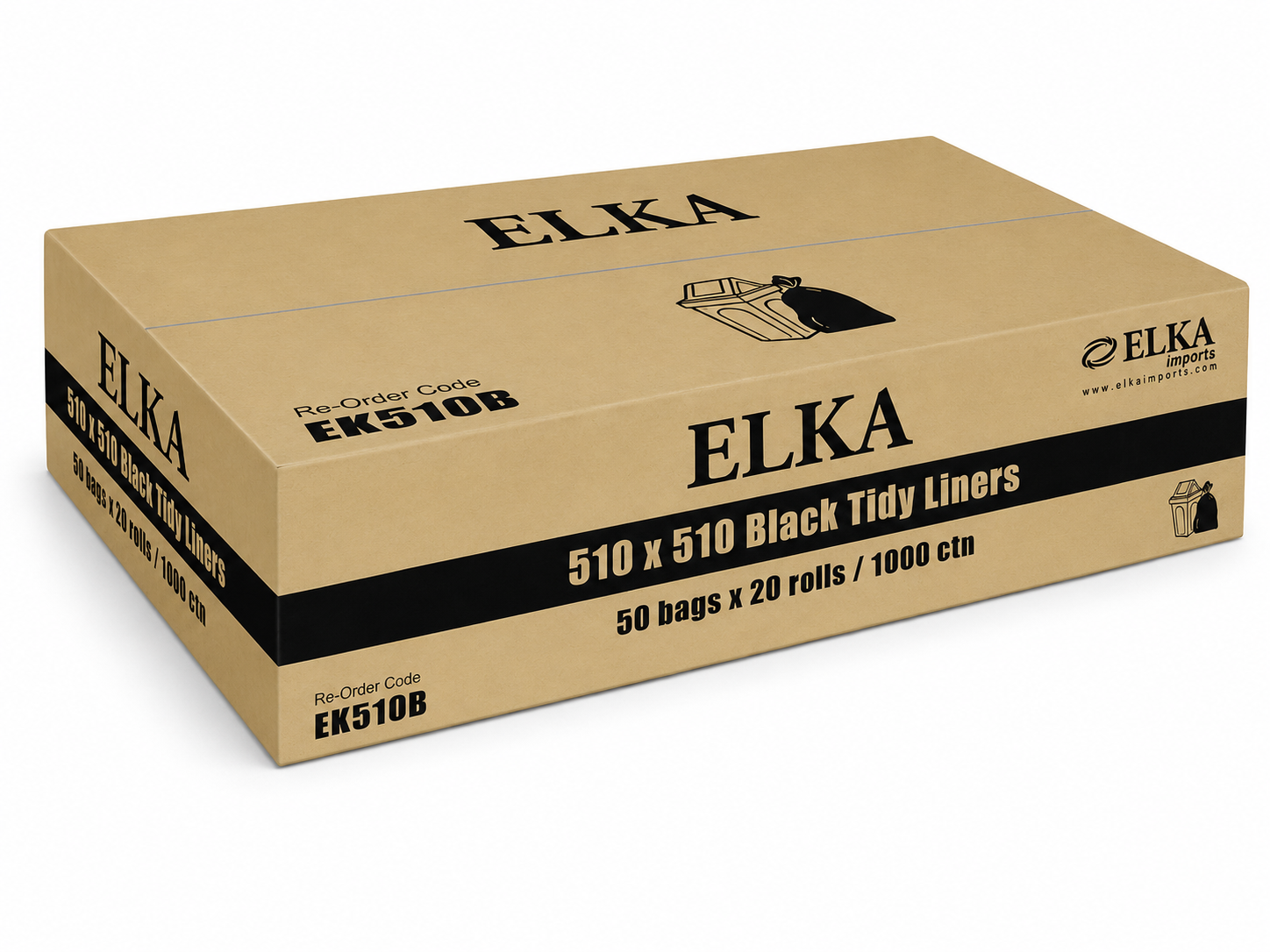 Elka 510 x 510 Bin Liners Flat Seal Carton of 1000 (Roll)