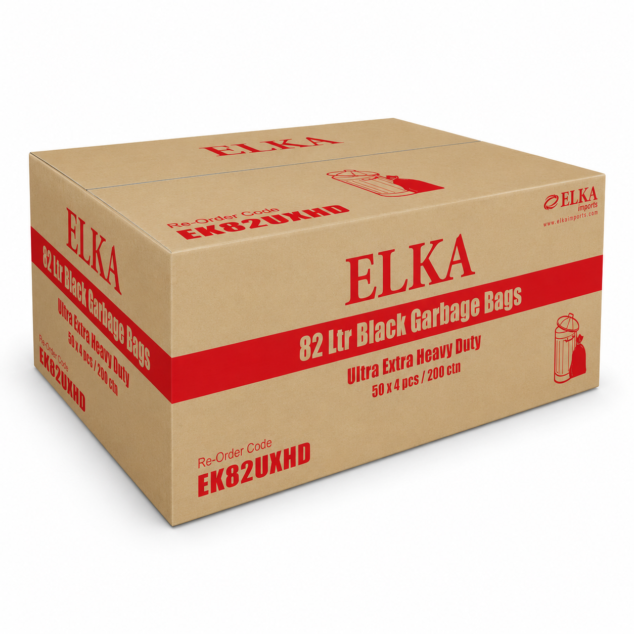 Elka 82L Ultra Extra Heavy Duty Garbage Bags Carton of 200 (Roll)