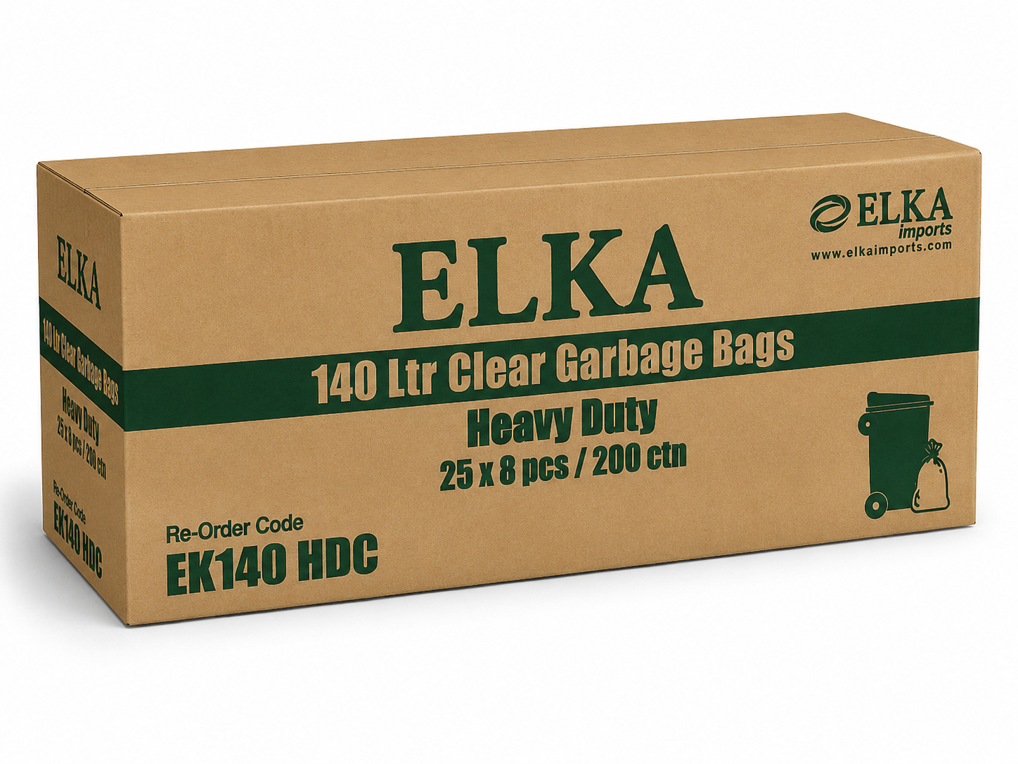 Elka 140L Heavy Duty Clear Garbage Bags Carton of 200 (Rolls)