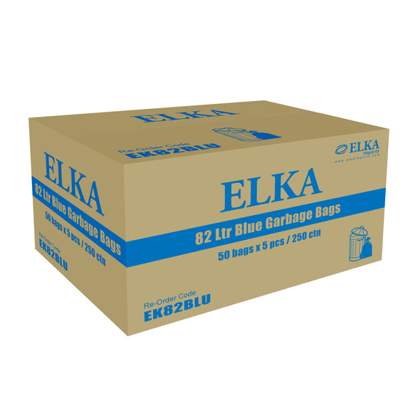 Elka 82L Blue Garbage Bags Carton of 250 (Roll)