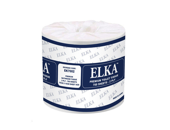 Elka 2 Ply 700 Sheet Toilet Toilet Paper Carton of 48