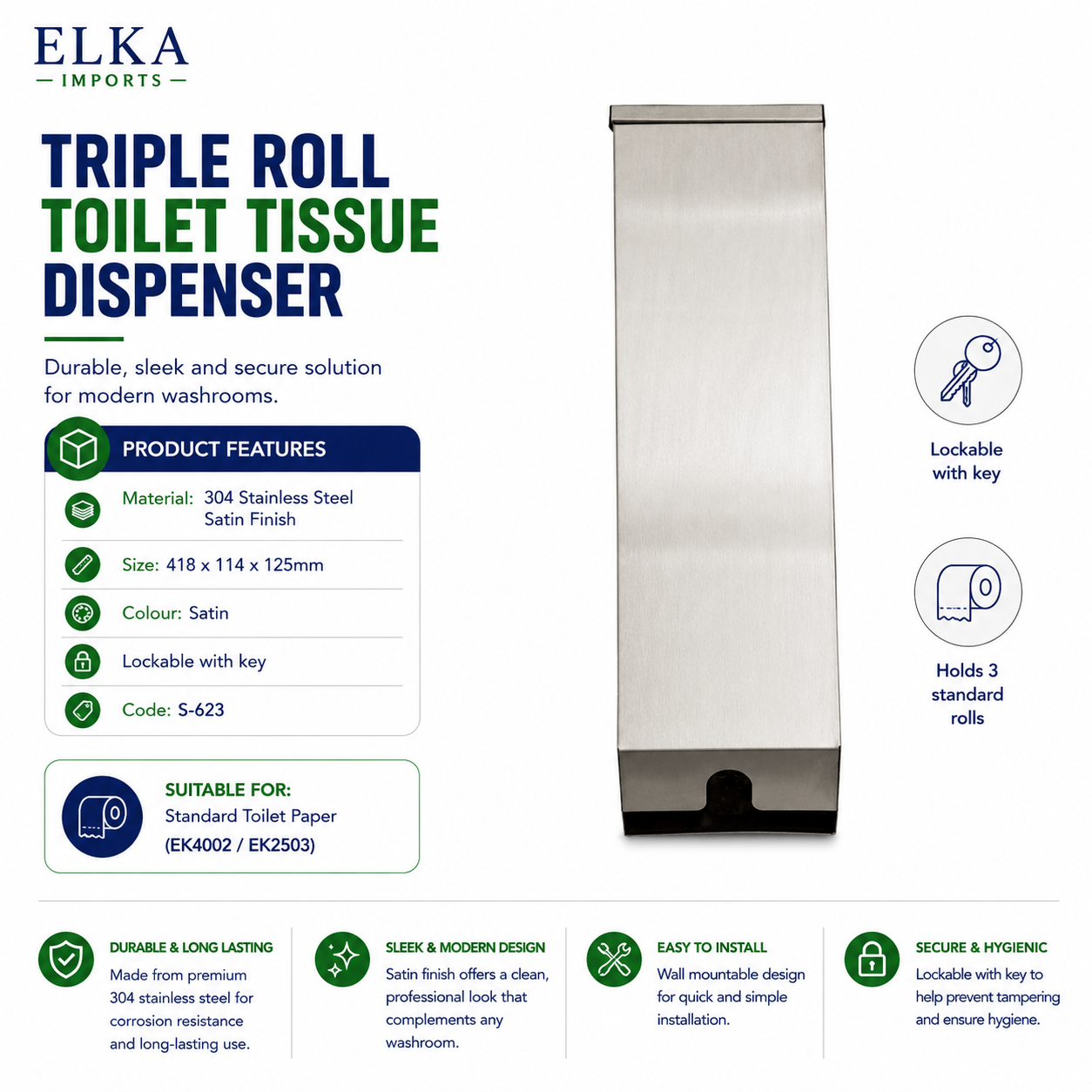 Triple Roll Toilet Tissue Dispenser