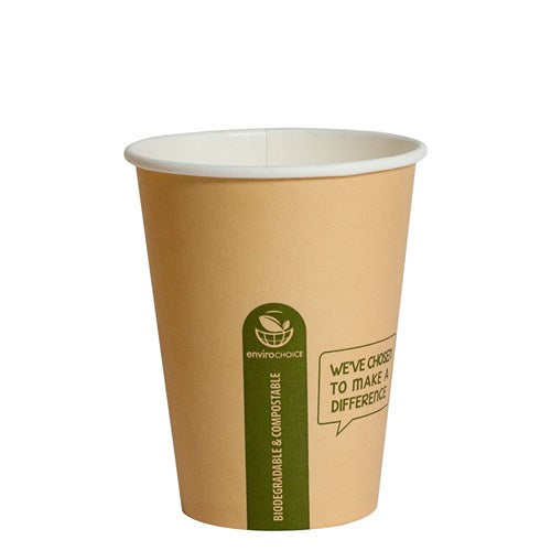 12oz Kraft Biodegradable Coffee Cup – Single Wall Carton of 1000