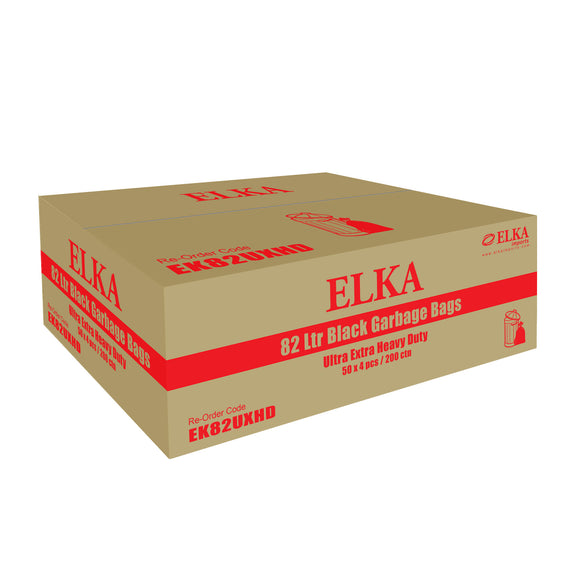 Elka 82L Ultra Extra Heavy Duty Garbage Bags Carton of 200 (Roll)