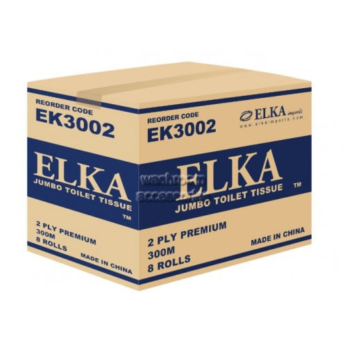 Elka 2 Ply Jumbo Rolls 300m Carton of 8