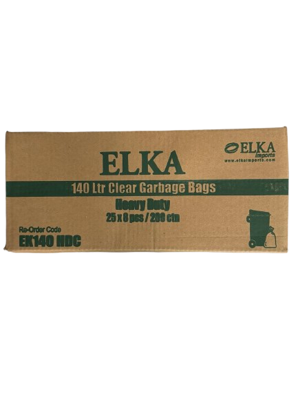 Elka 140L Clear HDPE Virgin Garbage Bags Carton of 200 (Rolls)