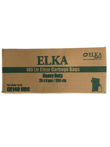 Elka 140L Clear LDPE Virgin Garbage Bags Carton of 200 (Rolls)