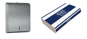 Elka Stainless Steel Ultraslim Hand Towel Dispenser & Elka 1 Ply Ultraslim Hand Towel (EK2424) Bundle