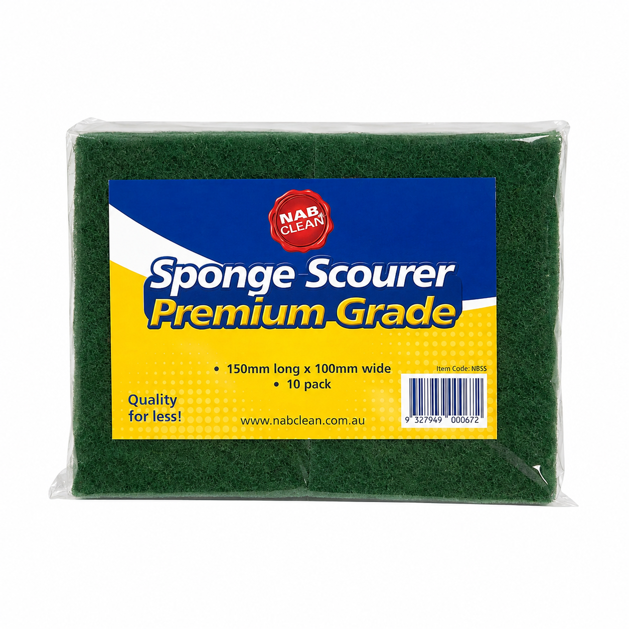 Green & Yellow Sponge Scourer - Pack of 10