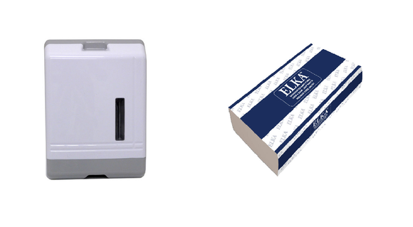 Elka Adjustable Ultraslim  Dispenser & Elka  1 Ply Ultraslim Hand Towel (EK2424) Bundle