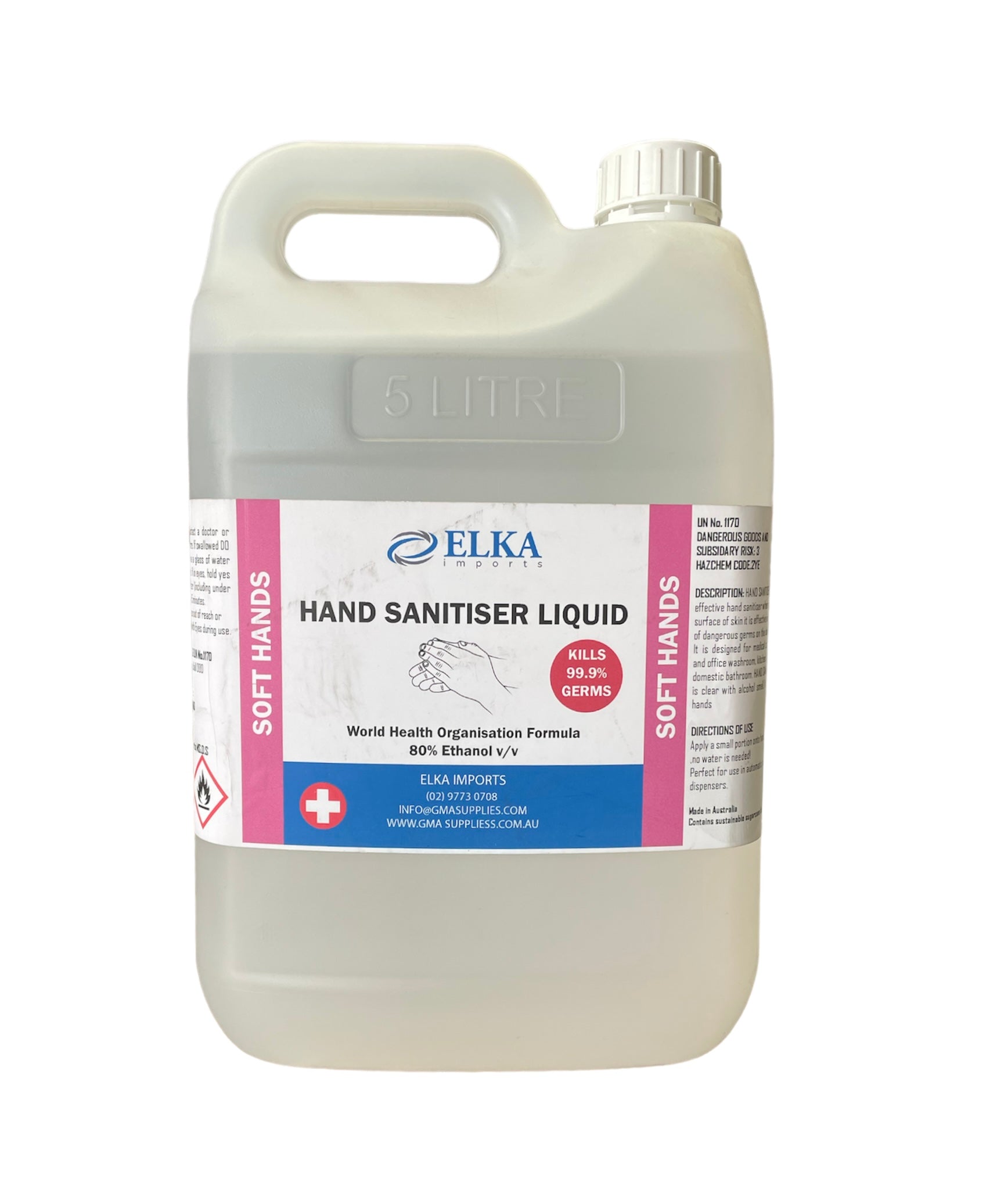 Hand Sanitiser Liquid 5L – 70% Alcohol | Bulk Commercial Supply