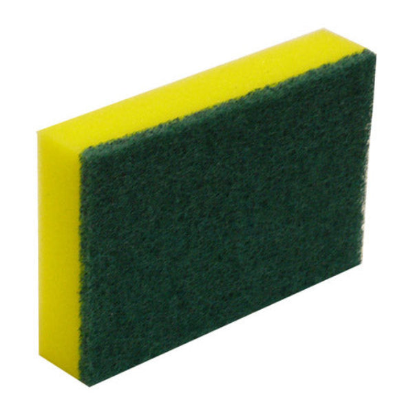 Green and yellow sponge on a white background