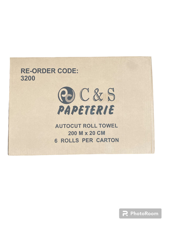 Auto-Cut Paper Hand Towel 20cm x 200m  Carton of 6