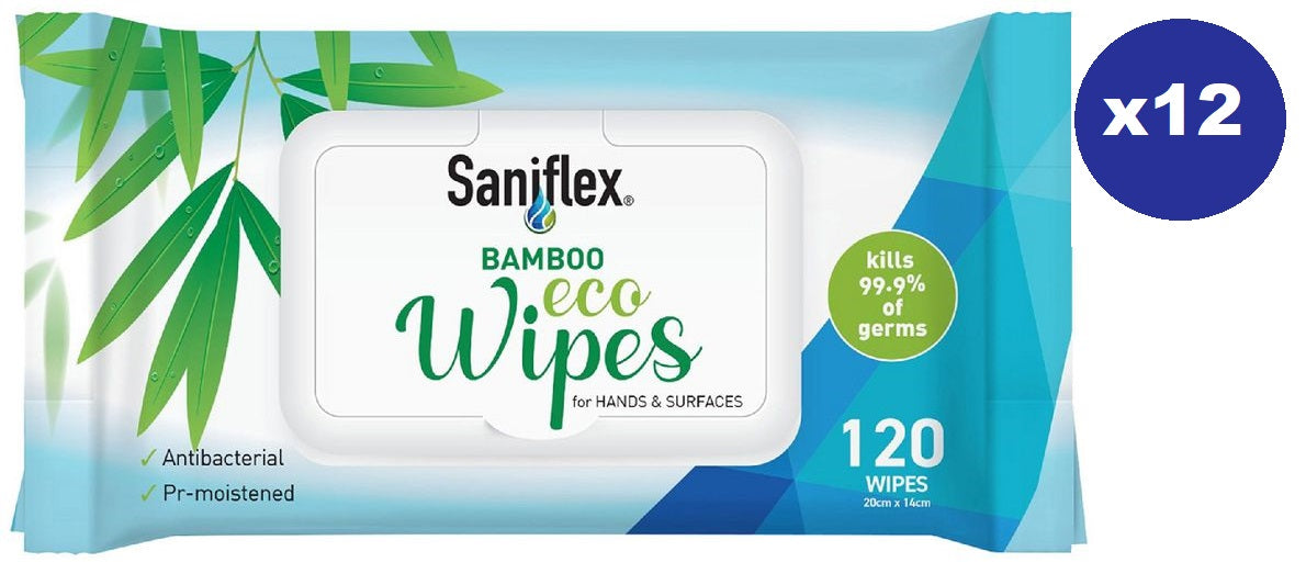 Bamboo Eco Wipes for Hands & Surfaces 120 Pack