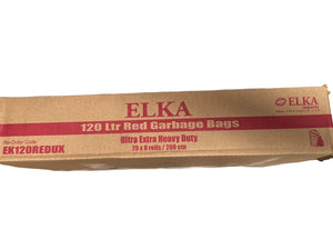 ELKA RED 120L Ultra Extra Heavy Duty Garbage Bags Carton of 200