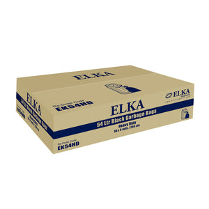 Elka 54L Heavy Duty Black Garbage Bags Carton of 250 (Roll)