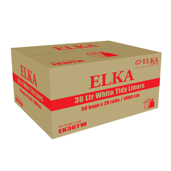 Elka 36L White Tidy Liners on Rolls Carton of 1000 (Roll)