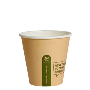 8oz Kraft Single Wall Coffee Cup Biodegradable & Compostable Carton of 1000