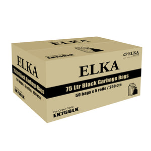 Elka 75L Black Garbage Bags Carton of 250 (Roll)
