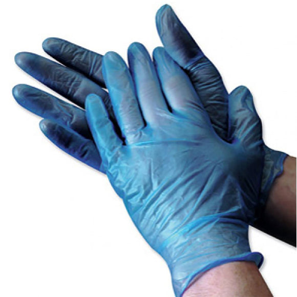 Large Blue Vinyl Powder Free Gloves Carton of 1000