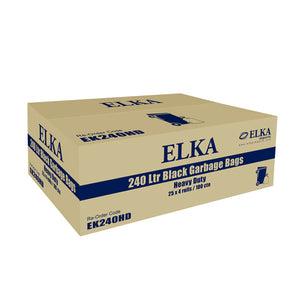 Elka 240L Heavy Duty Black Garbage Bags Carton of 100 (Roll)