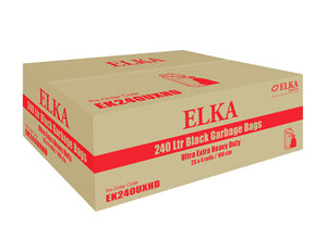 Elka 240L Ultra Extra Heavy Duty Garbage Bags Carton of 100 (Roll)