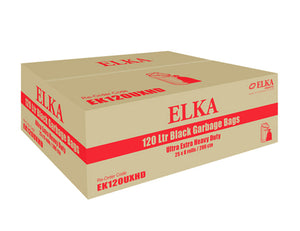 Elka 120L Ultra Extra Heavy Duty Garbage Bags Carton of 200 (Roll)