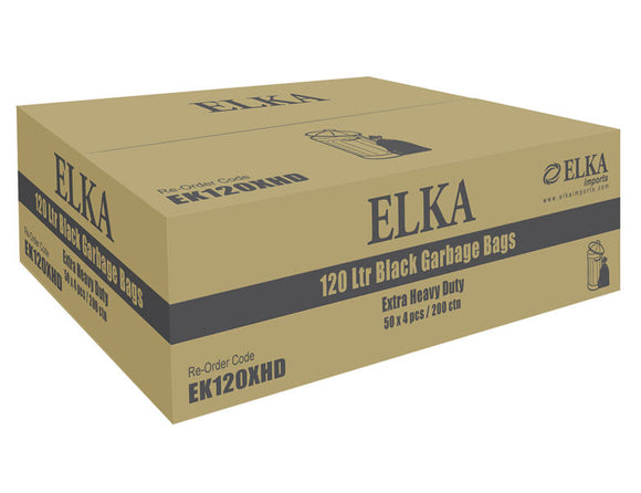 Elka 120L Extra Heavy Duty Garbage Bags Carton of 200 (Roll)