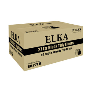 Elka 27L Black Tidy Liners on Rolls Carton of 1000 (Roll)