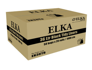 Elka 36L Black Tidy Liners on Rolls Carton of 1000 (Roll)