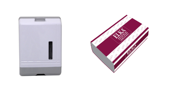 Elka Adjustable Ultraslim Dispenser & Elka 2 Ply Executive Ultraslim Hand Towel (EK2424E) Bundle